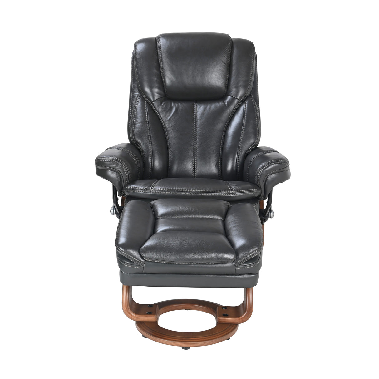 Front right view of Hana Charcoal Recliner with Ottoman