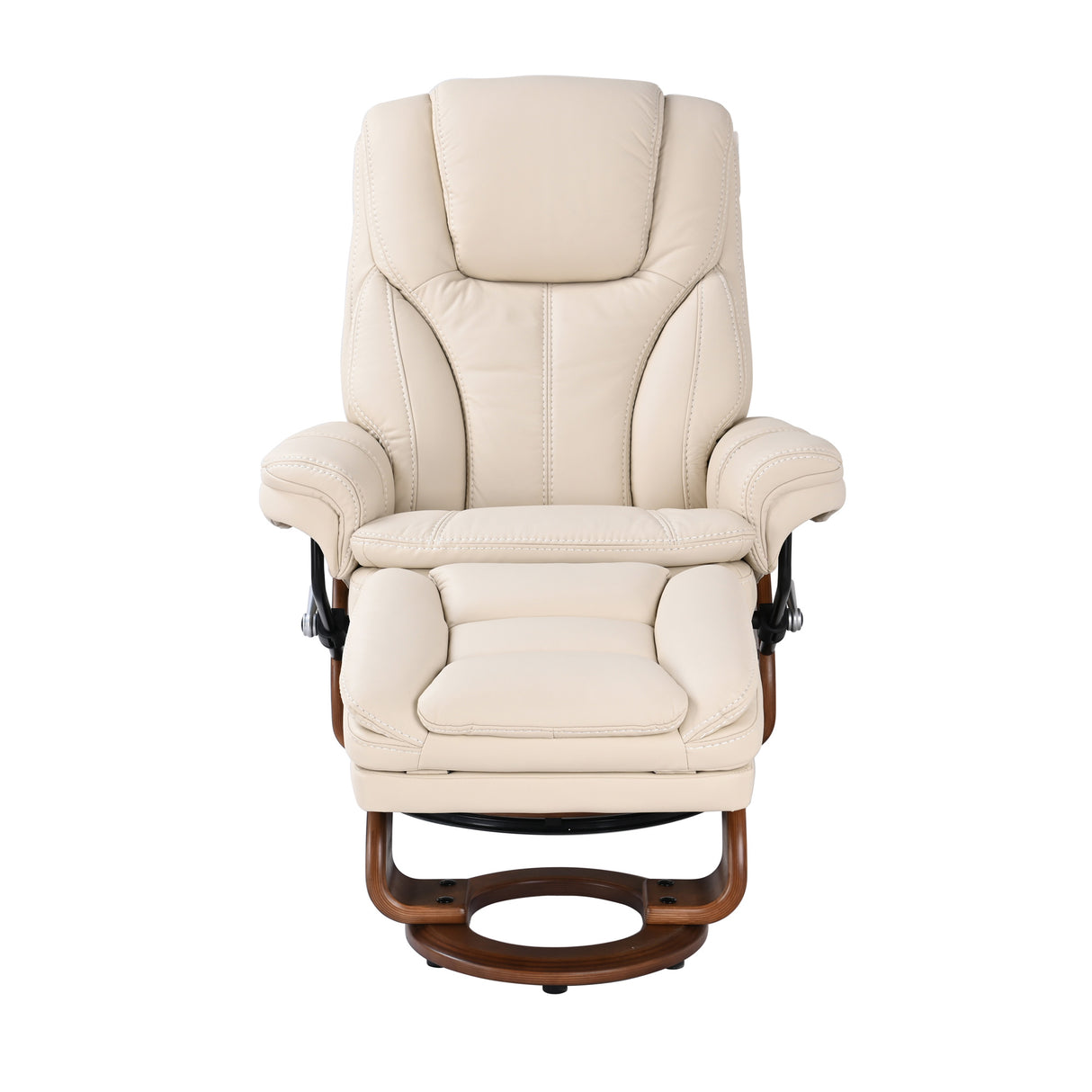 Front right view of Hana Ivory Recliner with Ottoman