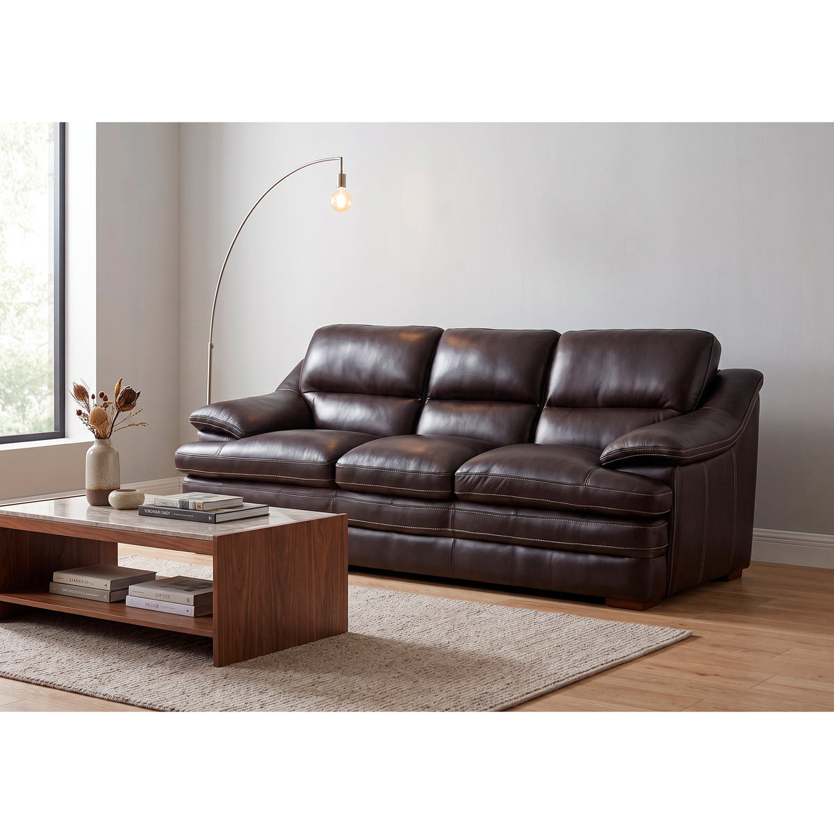 A room setting featuring Ellsworth Dark Brown Sofa