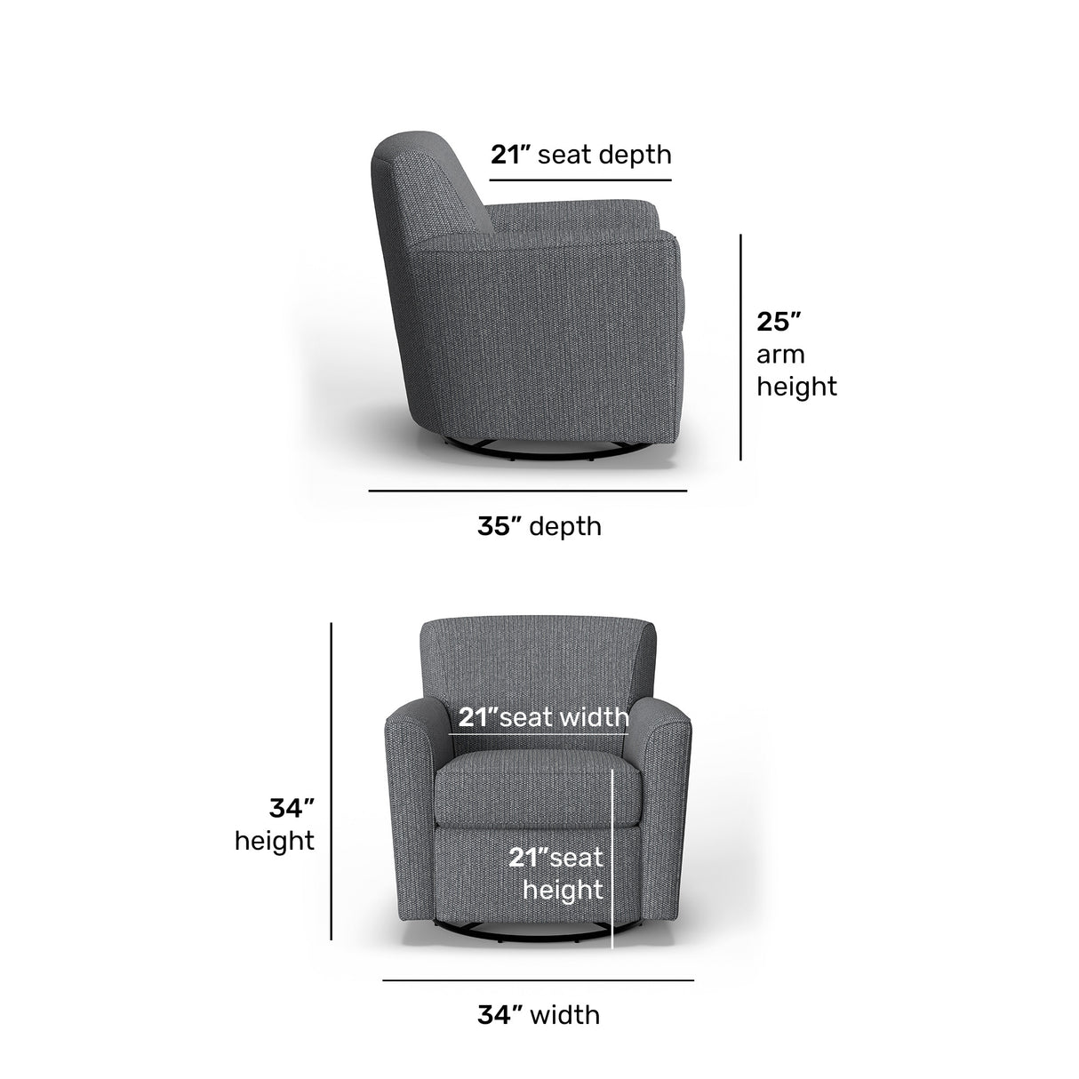 Detail view of Kingman Blue Swivel Glider