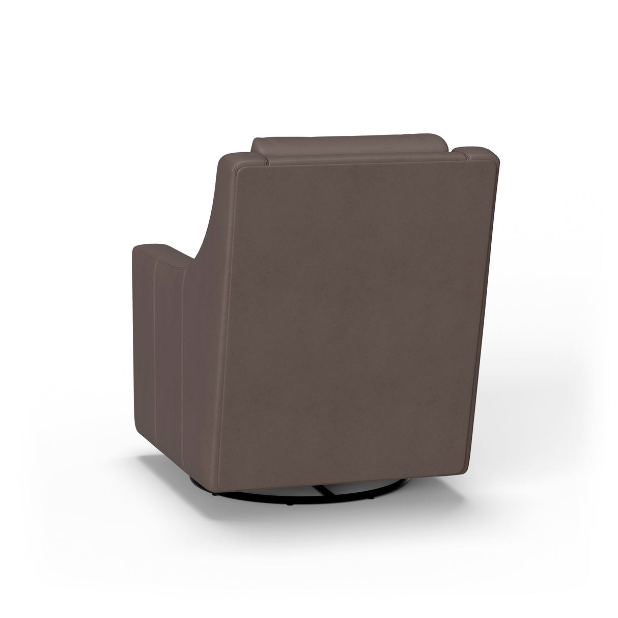 Back view of Murph Dark Stone Leather Swivel Glider