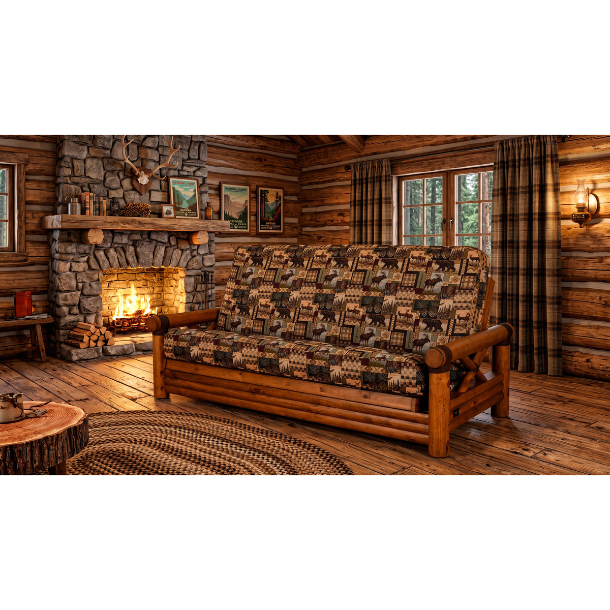 A room setting featuring Northwoods Peter's Cabin Studio Sleeper Futon Mattress