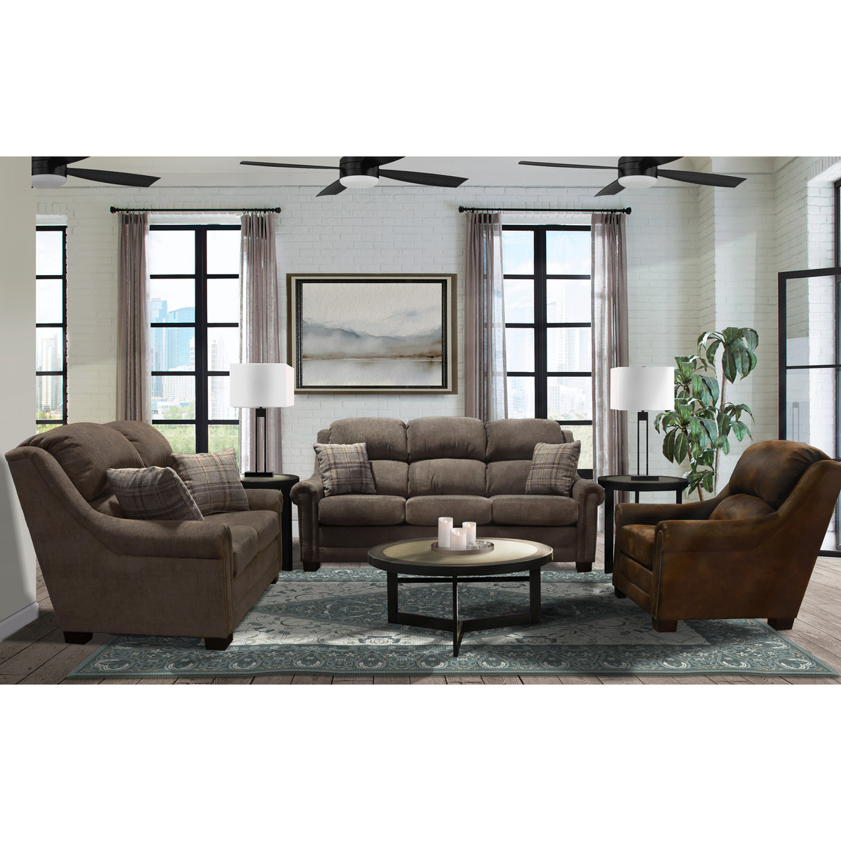 A room setting featuring Redcliffe Truffle Loveseat
