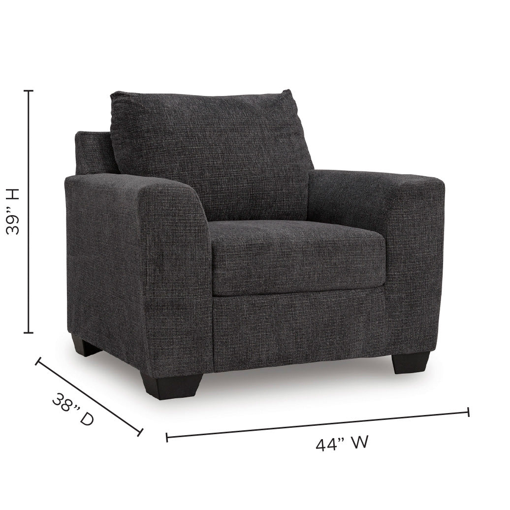 Detail image of Loreo Ebony Chair with overlay of product dimensions