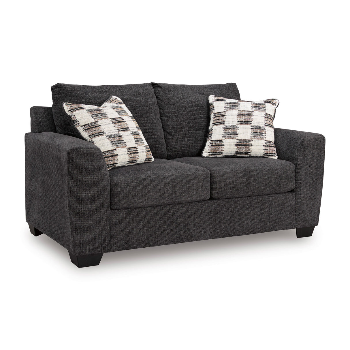 Front right view of Loreo Ebony Loveseat