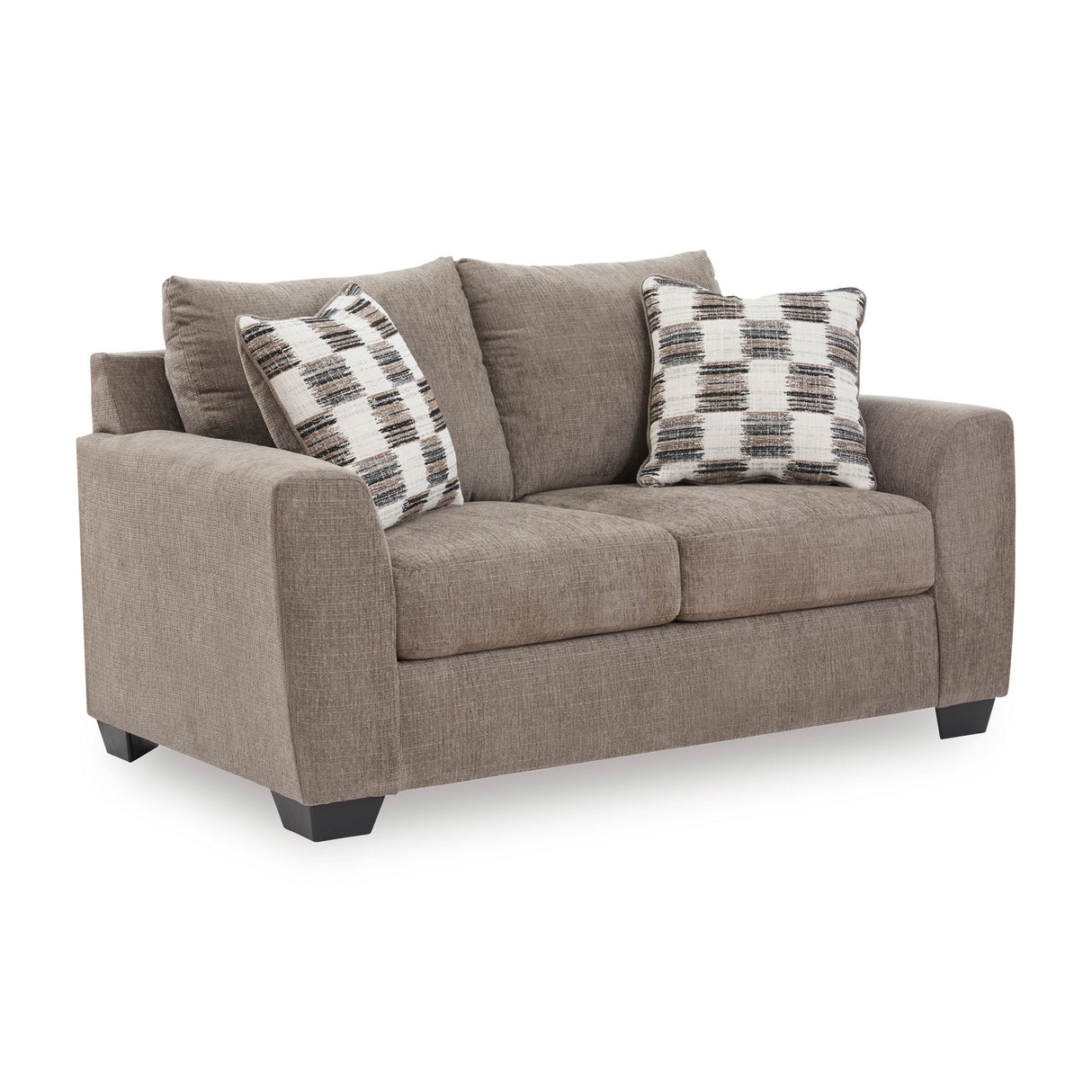 Front right view of Loreo Truffle Loveseat