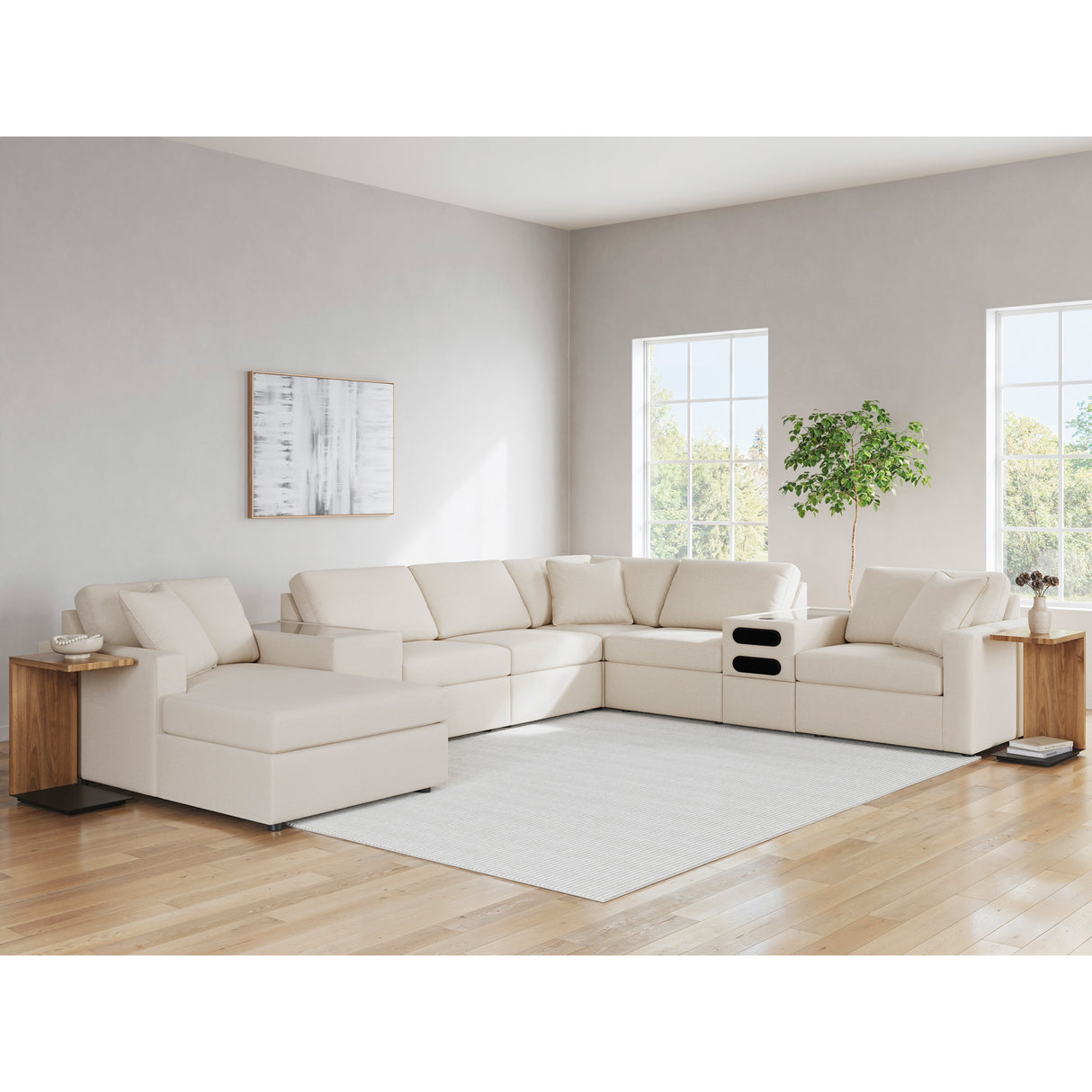 A room setting featuring Modmax Oyster 8 Piece Left Chaise Sectional