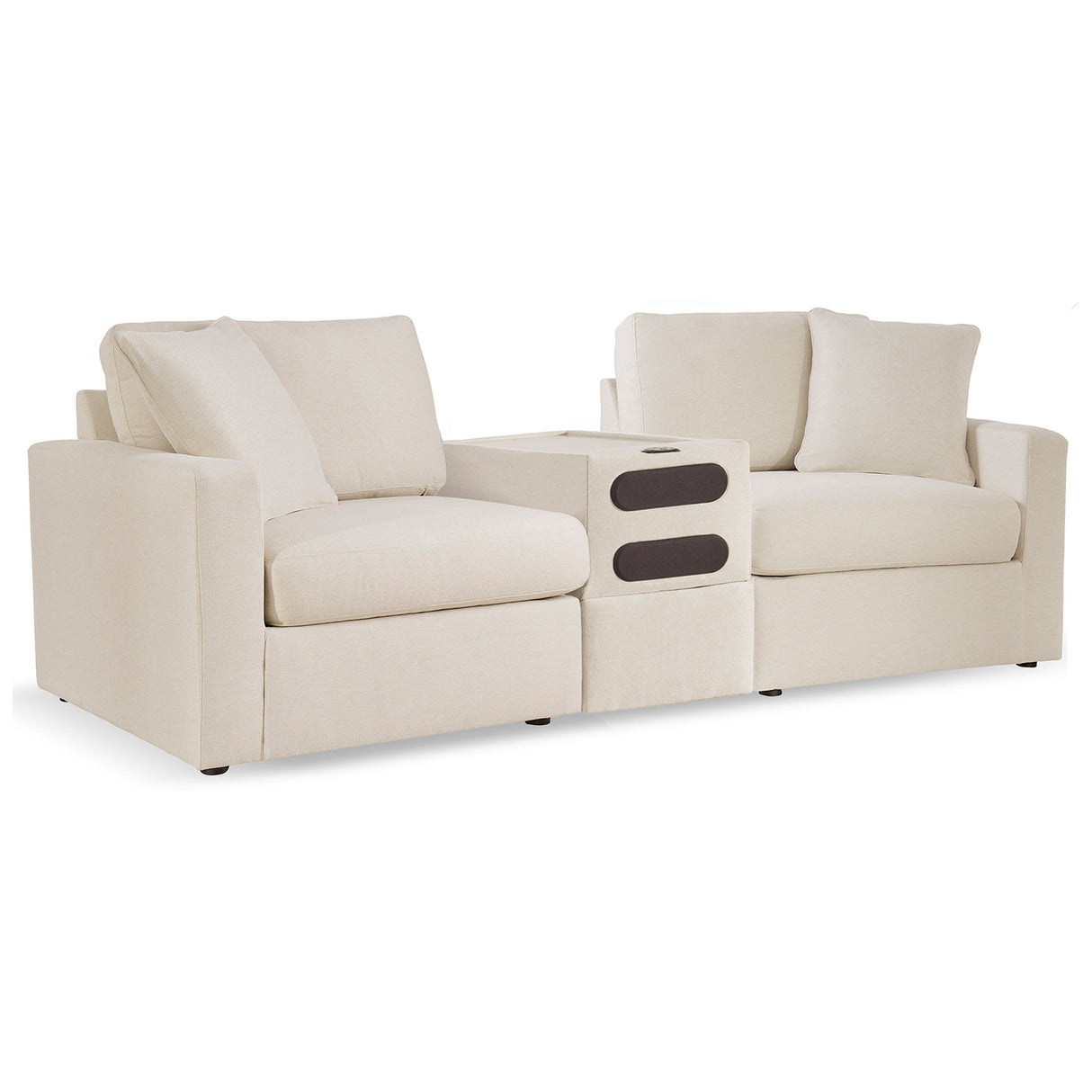 Front right view of Modmax Oyster 3 Piece Audio Console Loveseat