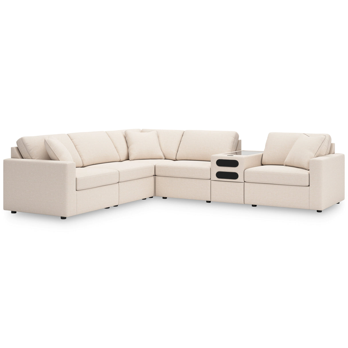 Front right view of Modmax Oyster 6 Piece Sectional with Audio Console
