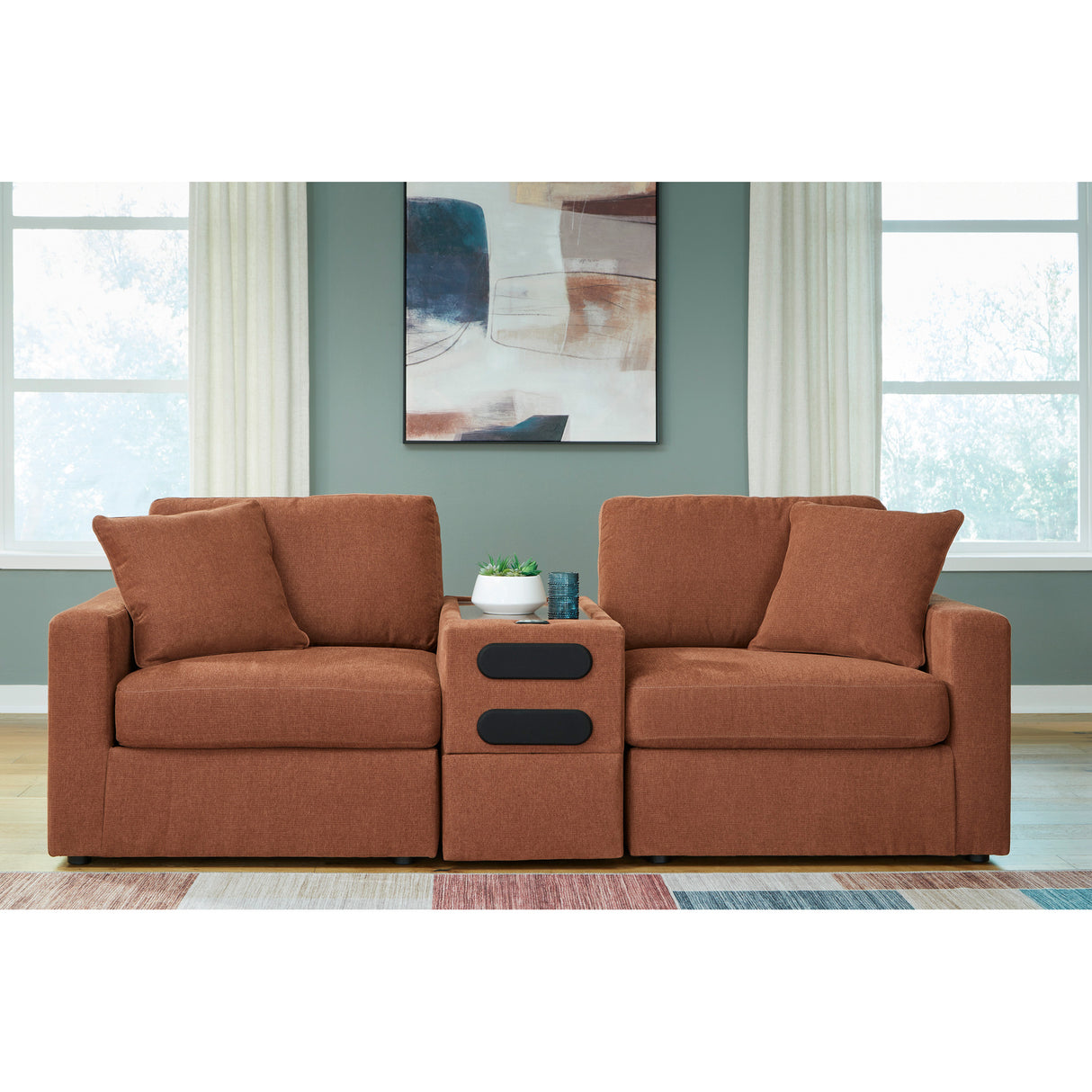 A room setting featuring Modmax Spice 3 Piece Audio Console Loveseat