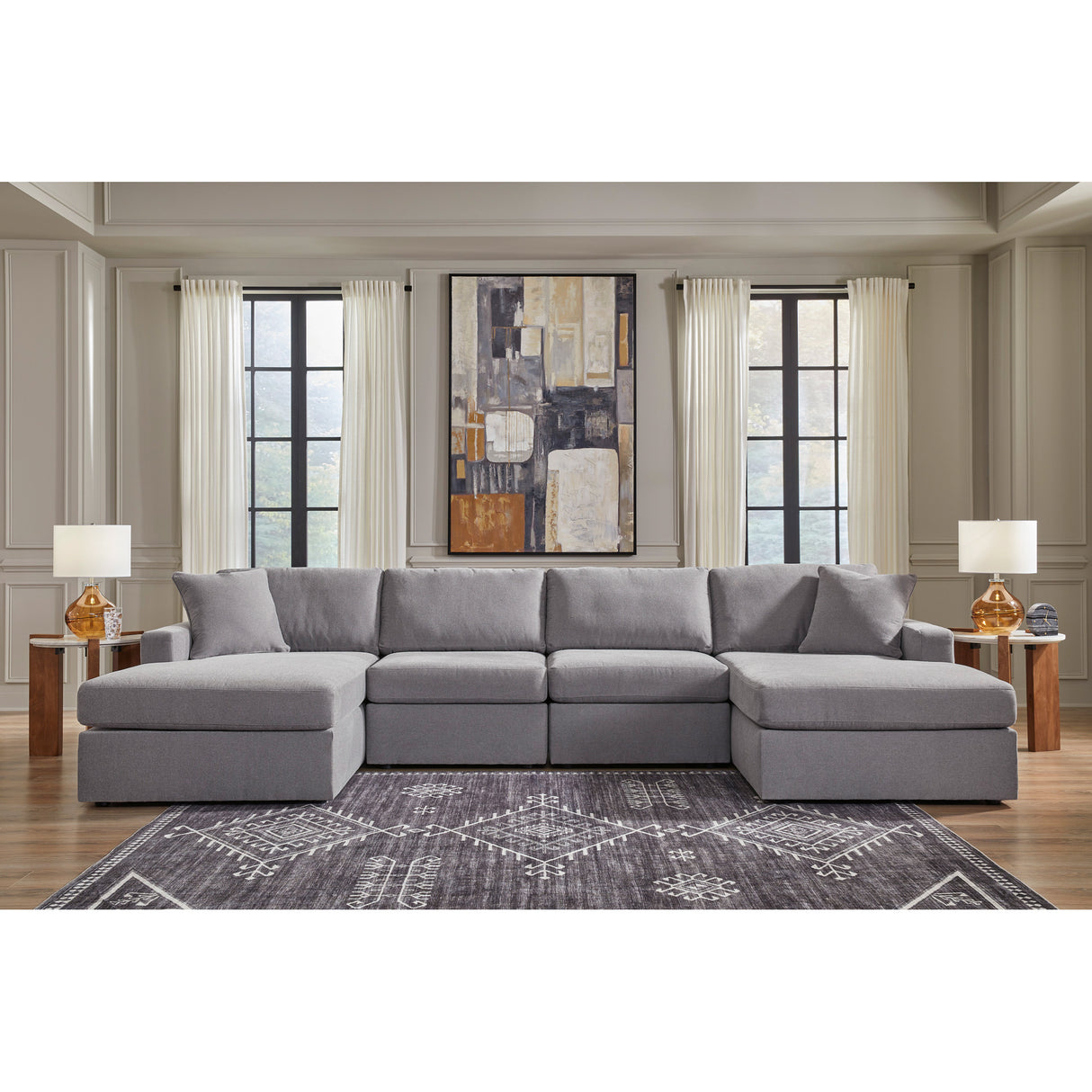 Room setting 2 featuring Modmax Granite 4 Piece Dual Chaise Sectional