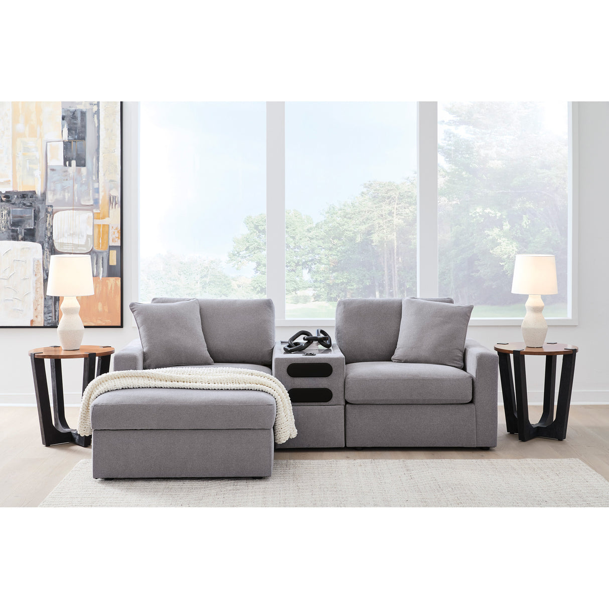 A room setting featuring Modmax Granite Left Chaise