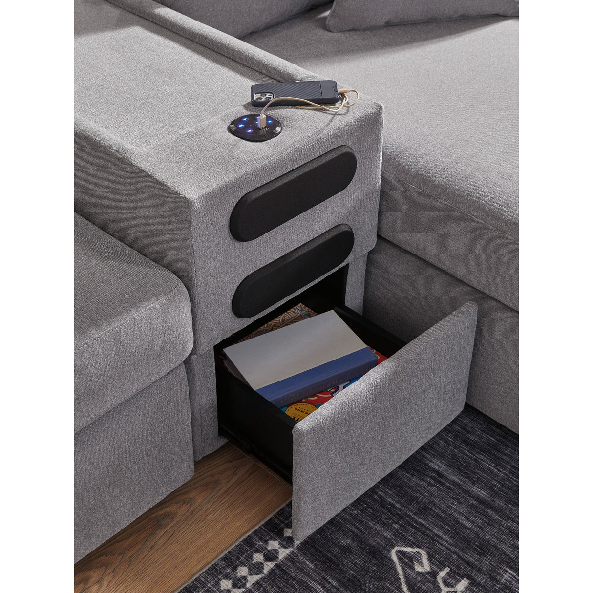 Detail view of Modmax Granite Audio Console