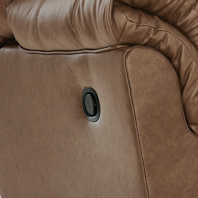 Detail view of Whitlock Caramel Rocker Recliner
