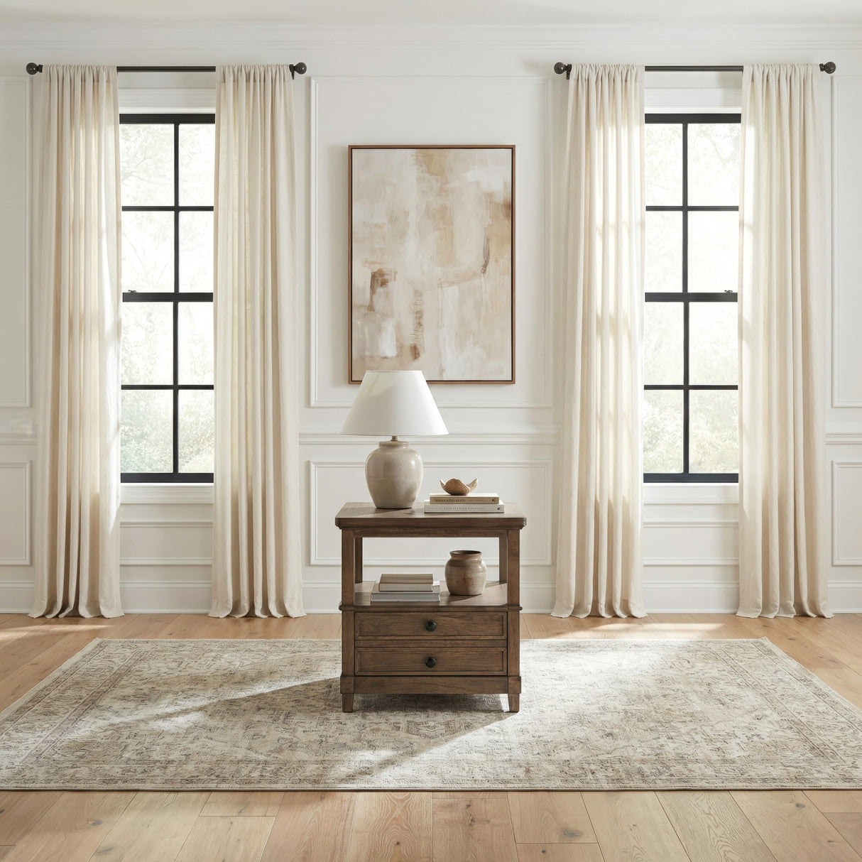 A room setting featuring Artisan Home Sienna Stone 2 Drawer End Table