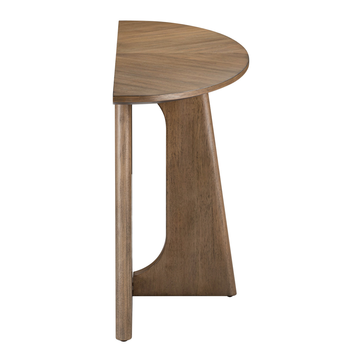 Side view of Hendrix Natural Demilune Sofa Table
