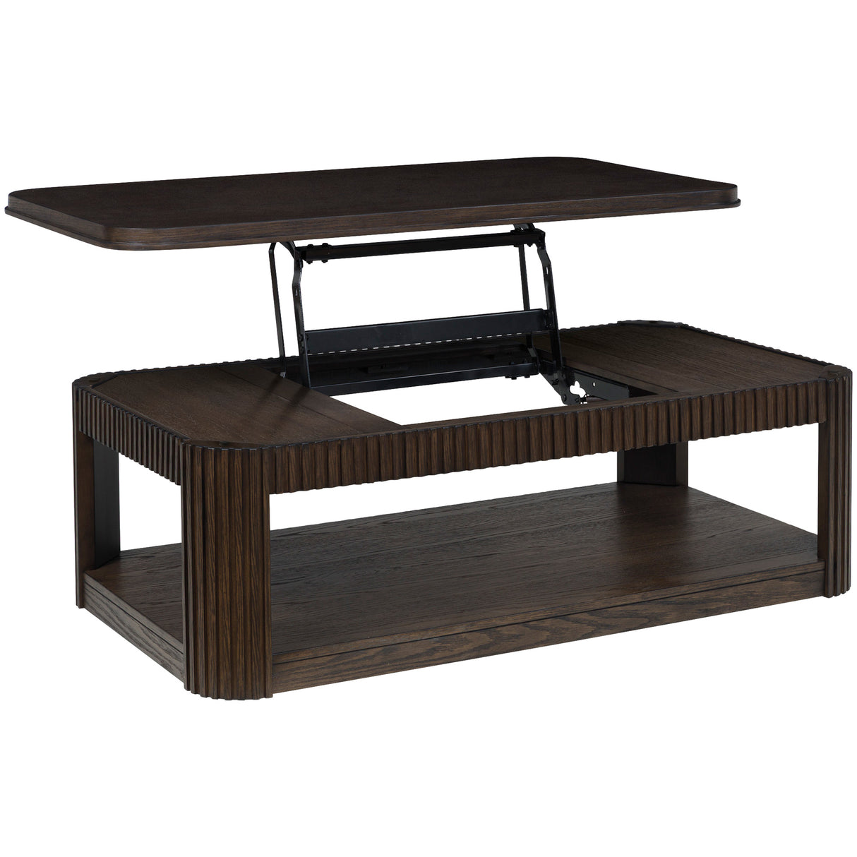 Detail view of Carlibrie Warm Brown Lift Top Coffee Table
