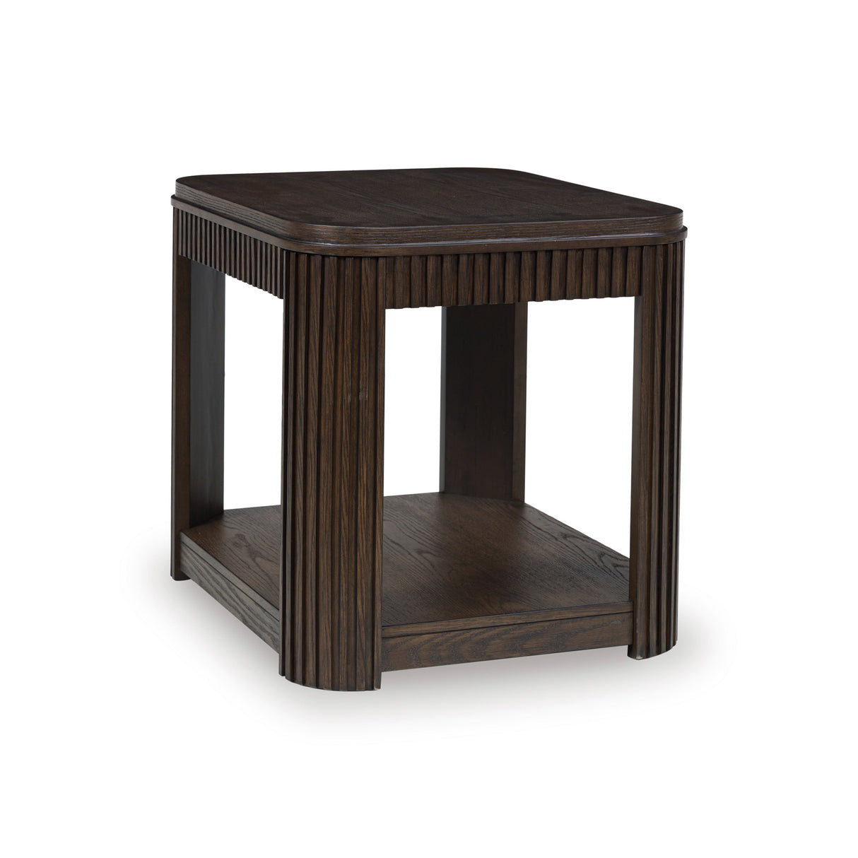 Front right view of Carlibrie Warm Brown Rectangular End Table