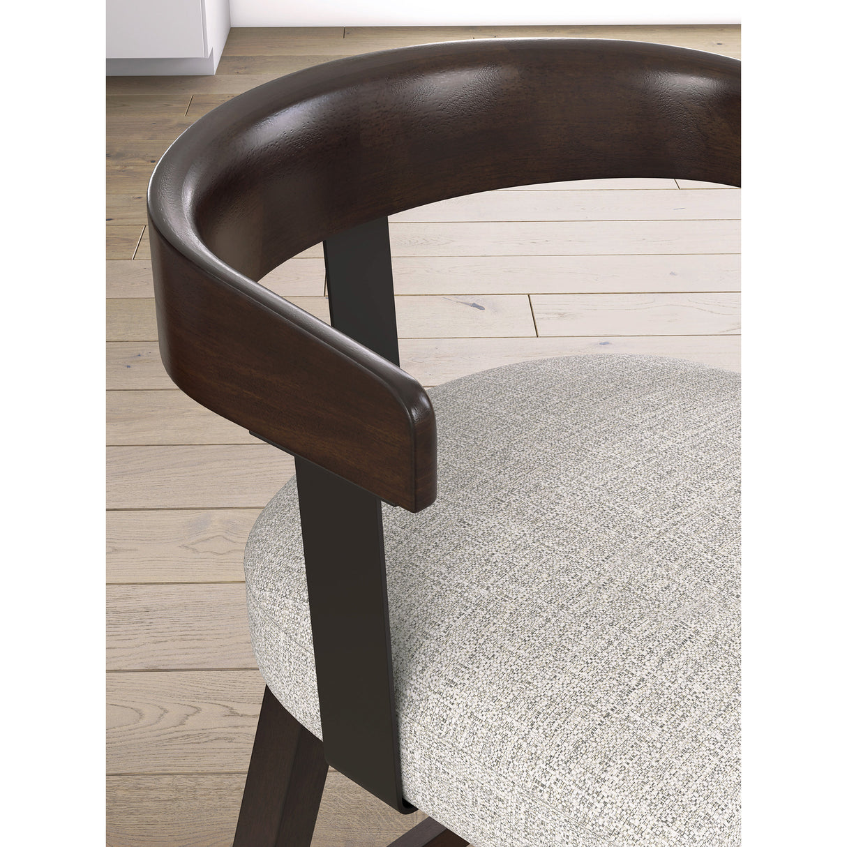 Detail view of Haddigan Dark Brown Swivel Counter Stool