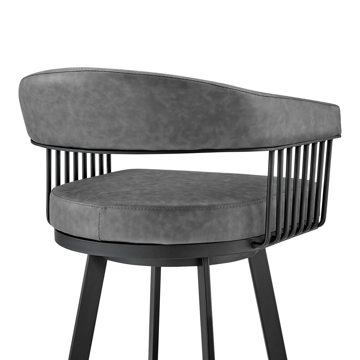 Detail view of Chelsea Vintage Gray Swivel Counter Stool