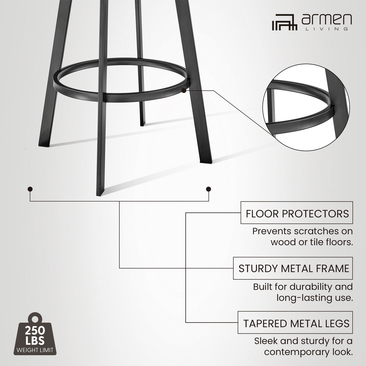 Detail view 3 of Chelsea Vintage Gray Swivel Counter Stool