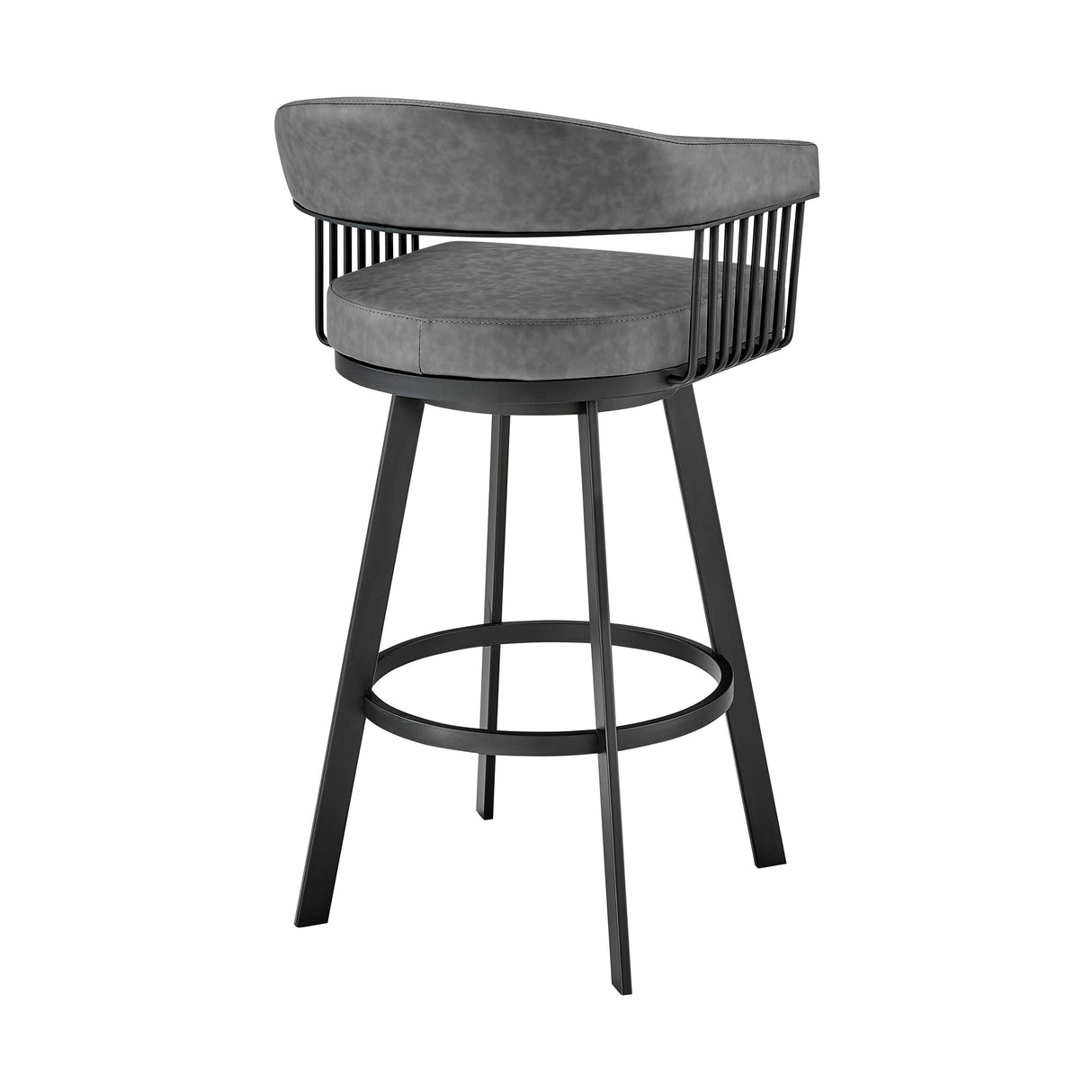 Right side view of Chelsea Vintage Gray Swivel Counter Stool
