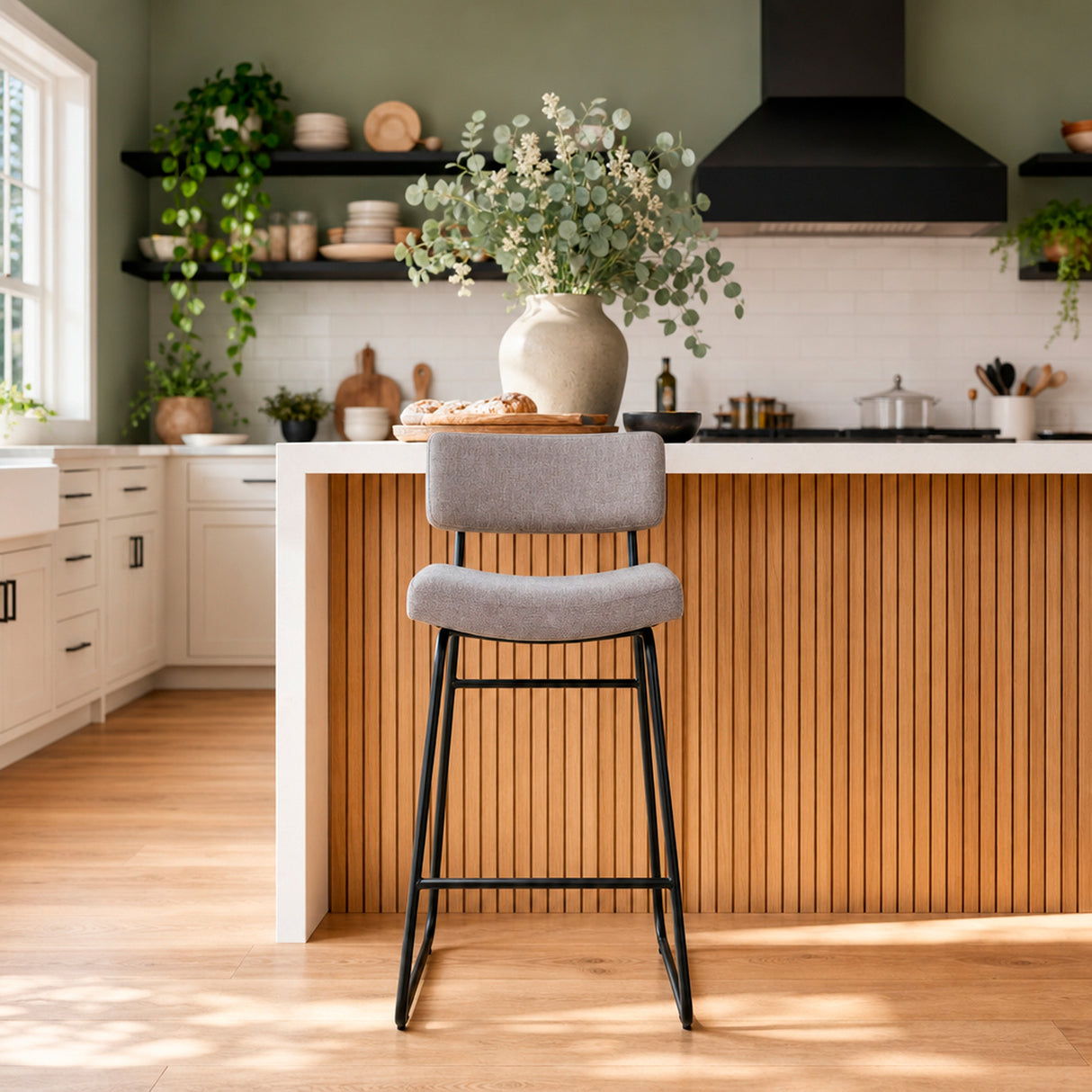 Room setting 2 featuring Malory Frosted Flint Bar Stool