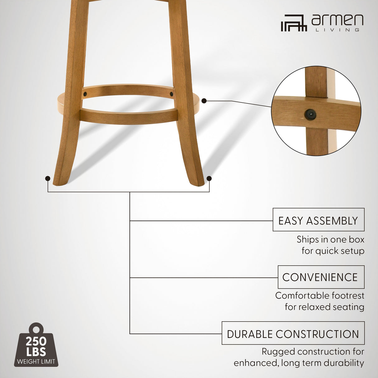 Detail view 3 of Elle Dune Swivel Bar Stool