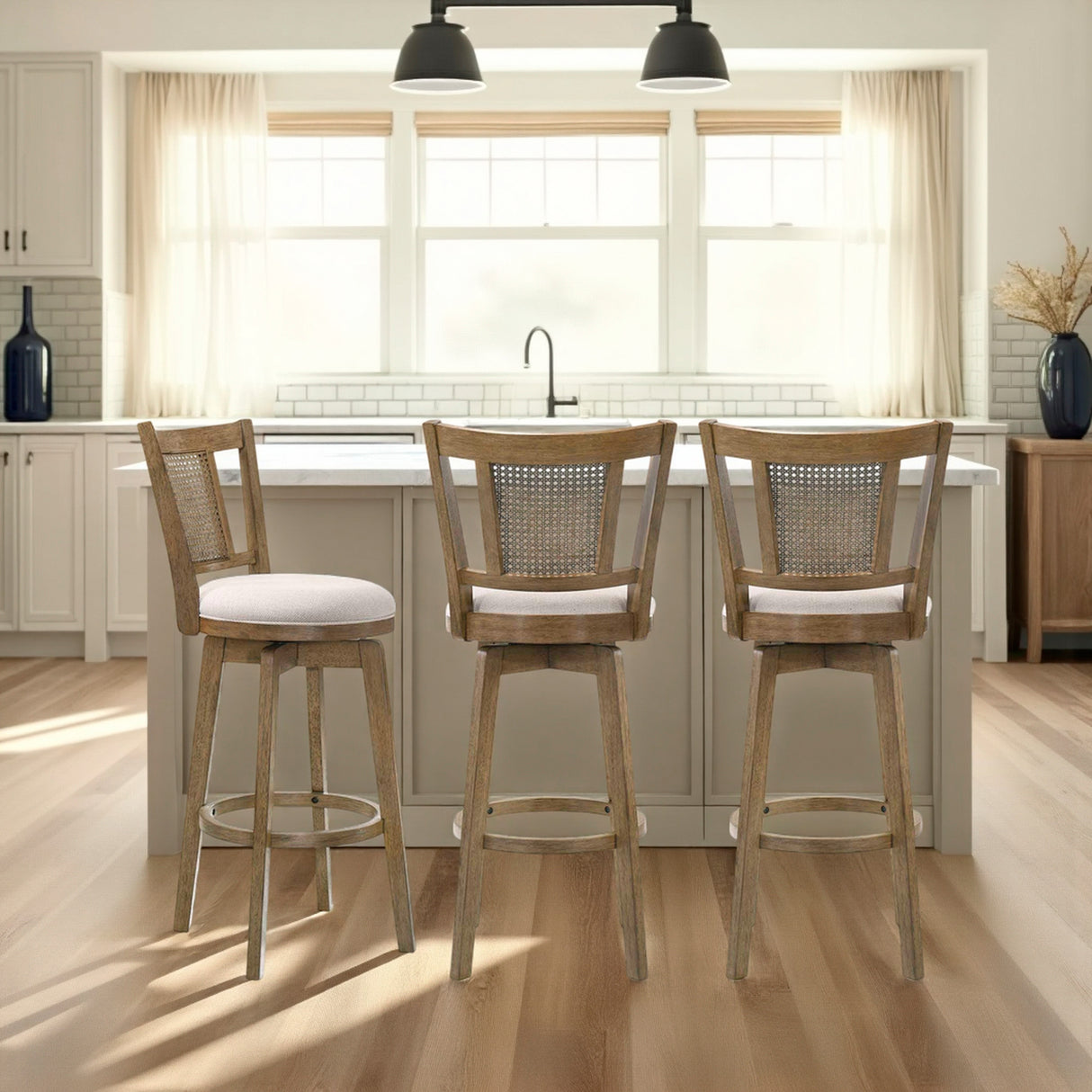 Room setting 2 featuring Isla Wheat Swivel Counter Stool