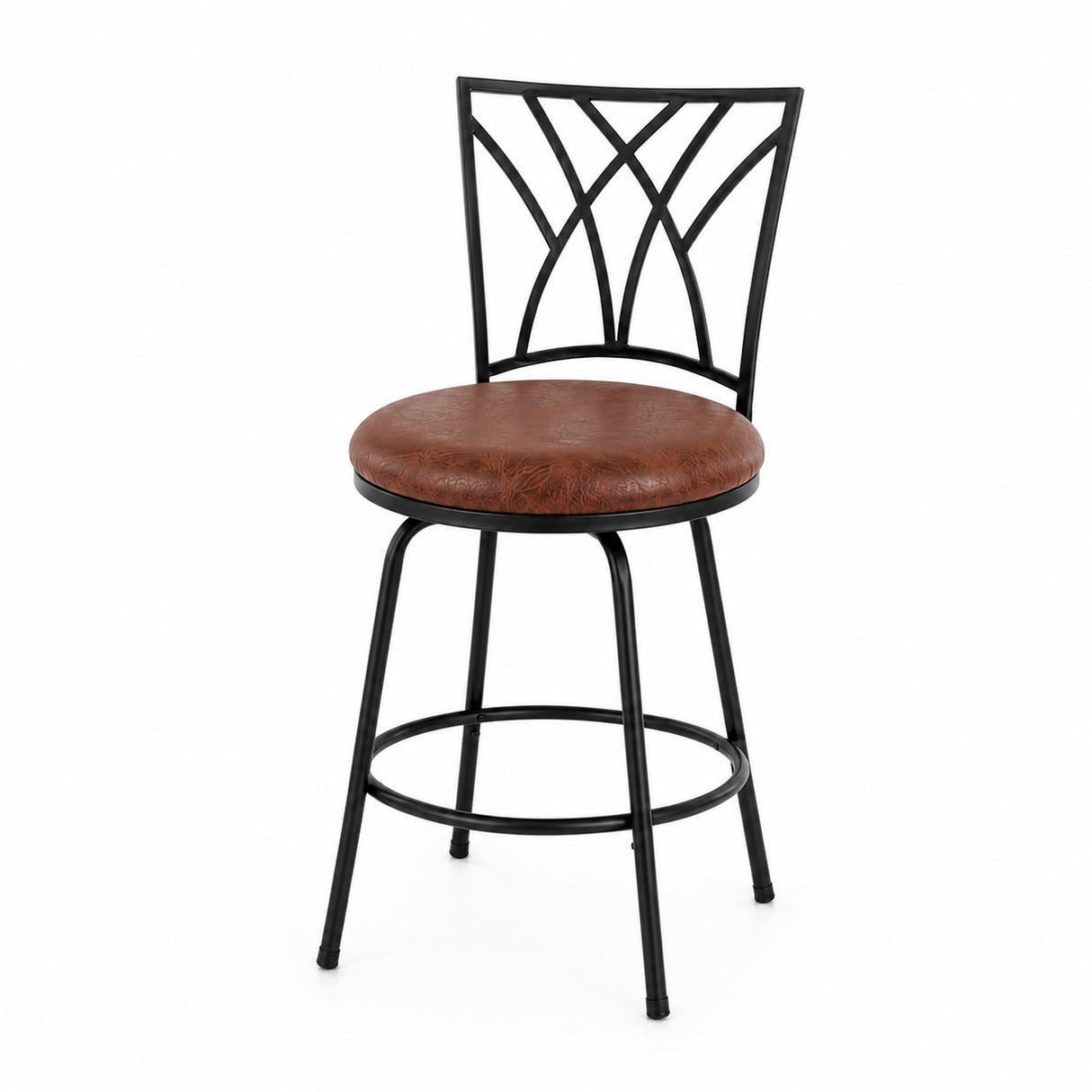 Front right view of Hurley Rustic Brown Swivel Counter Stool