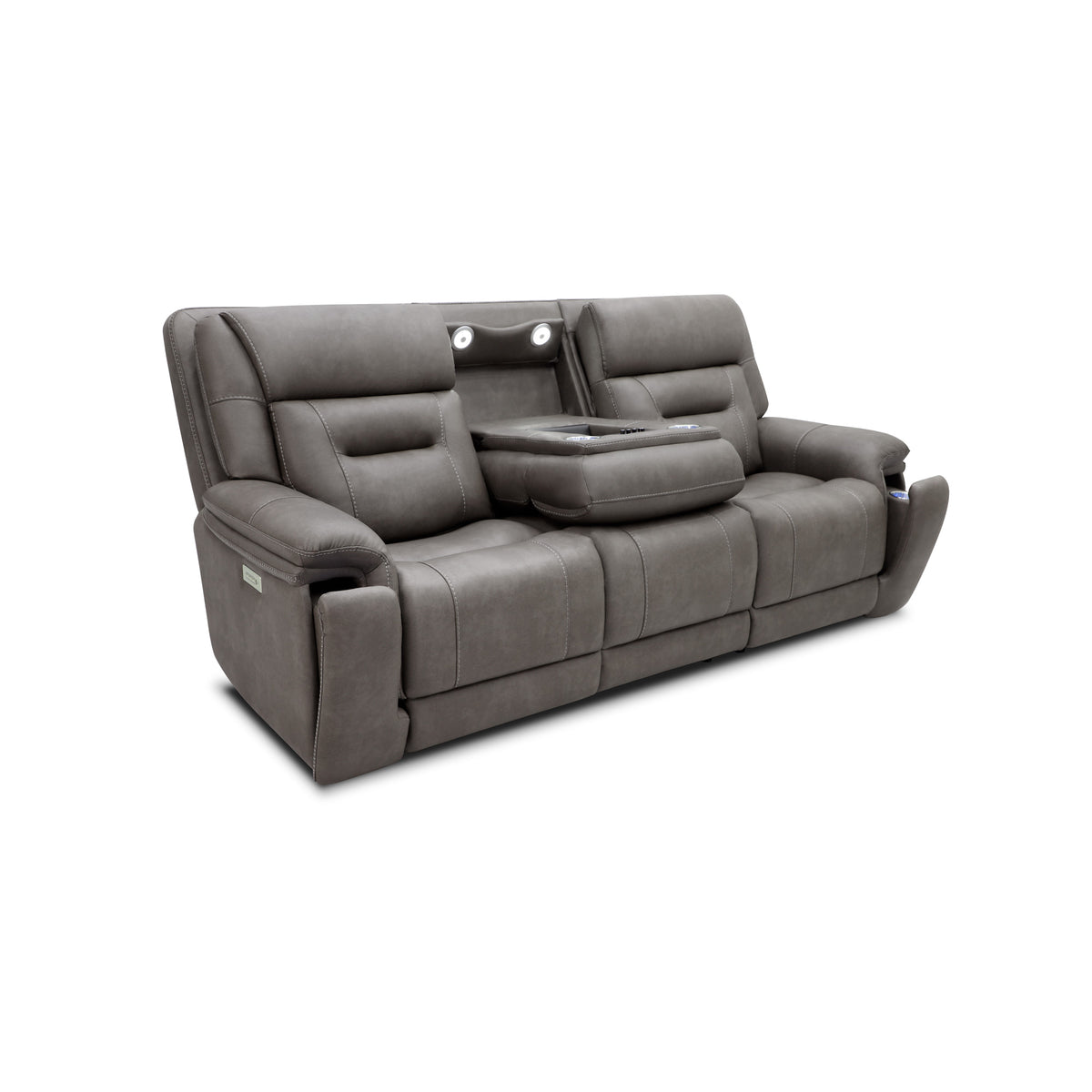 Detail view of Winslow Smoke Immersive Sound Power Reclining Sofa