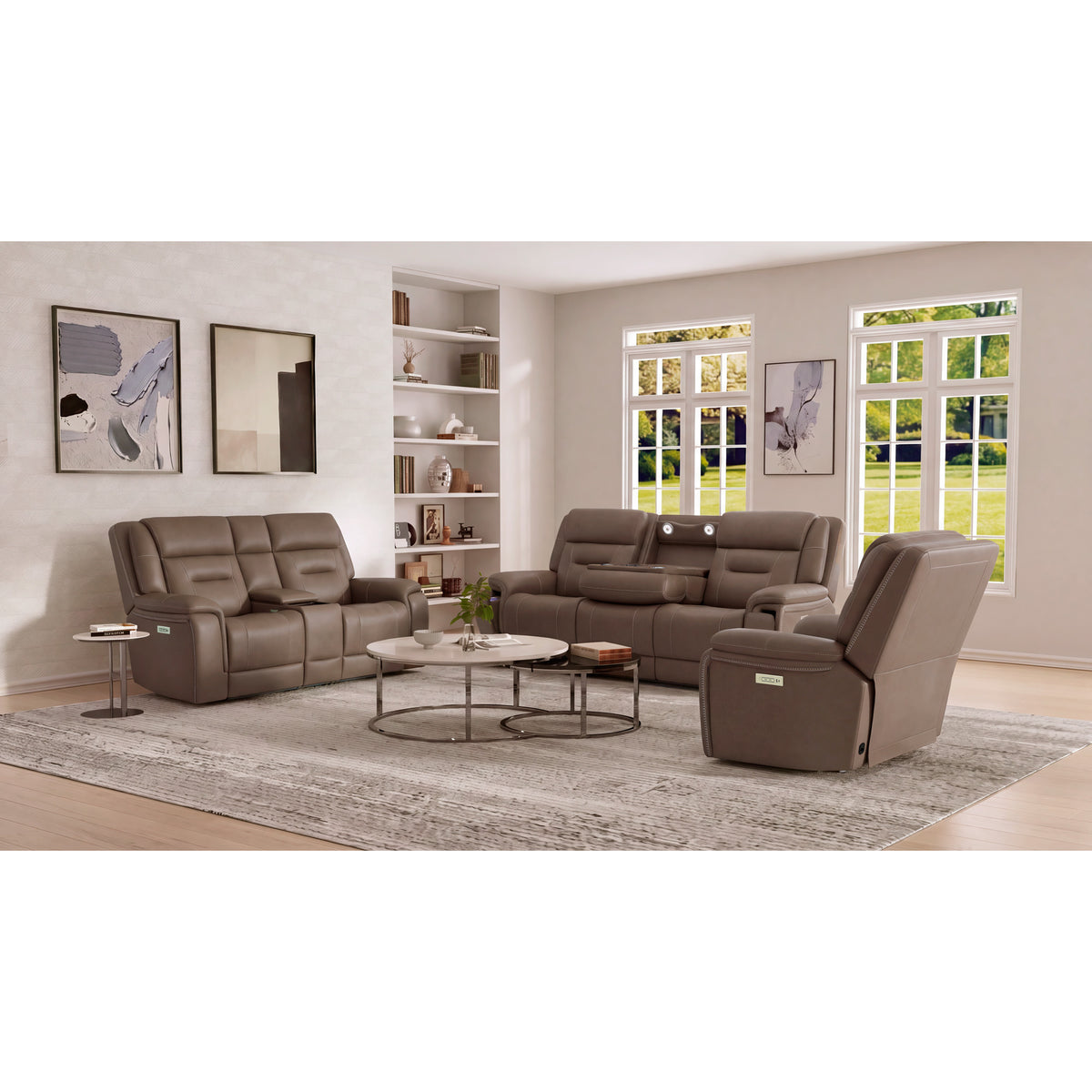Room setting 2 featuring Winslow Cappuccino Immersive Sound Power Reclining Sofa