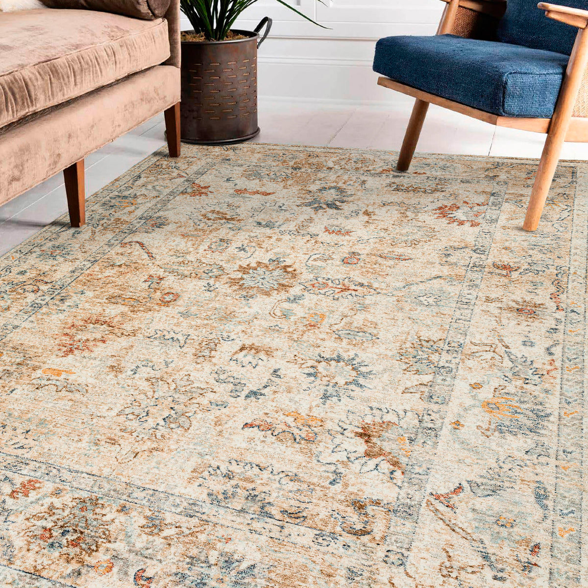 A room setting featuring Bergama BE4 Ivory 8x10 Rug