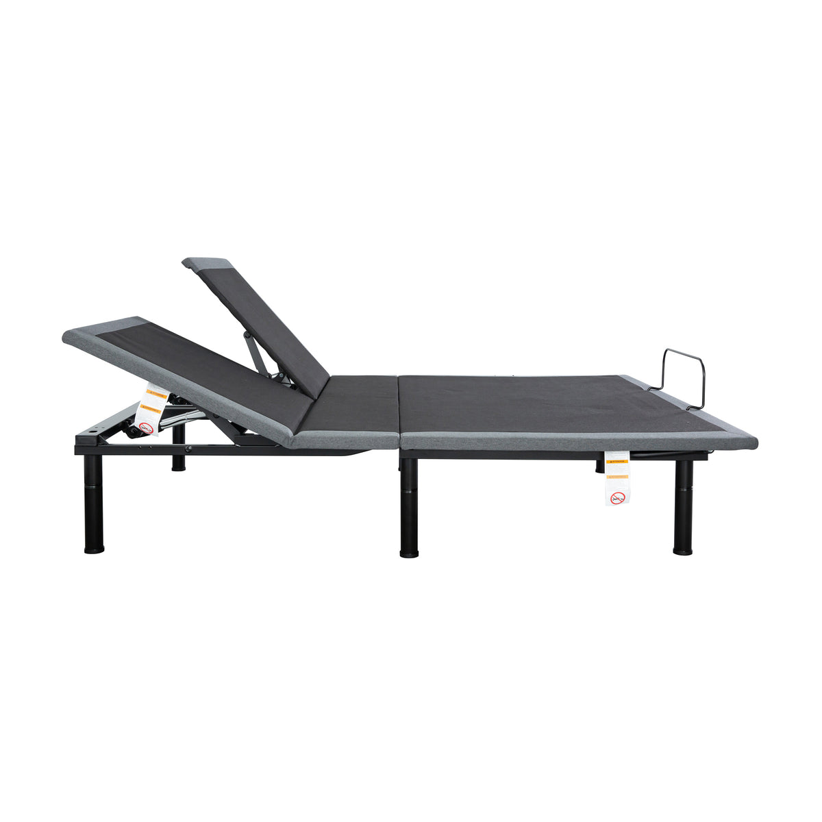Side view of Flexx Pro Charcoal Split Head Queen Adjustable Base