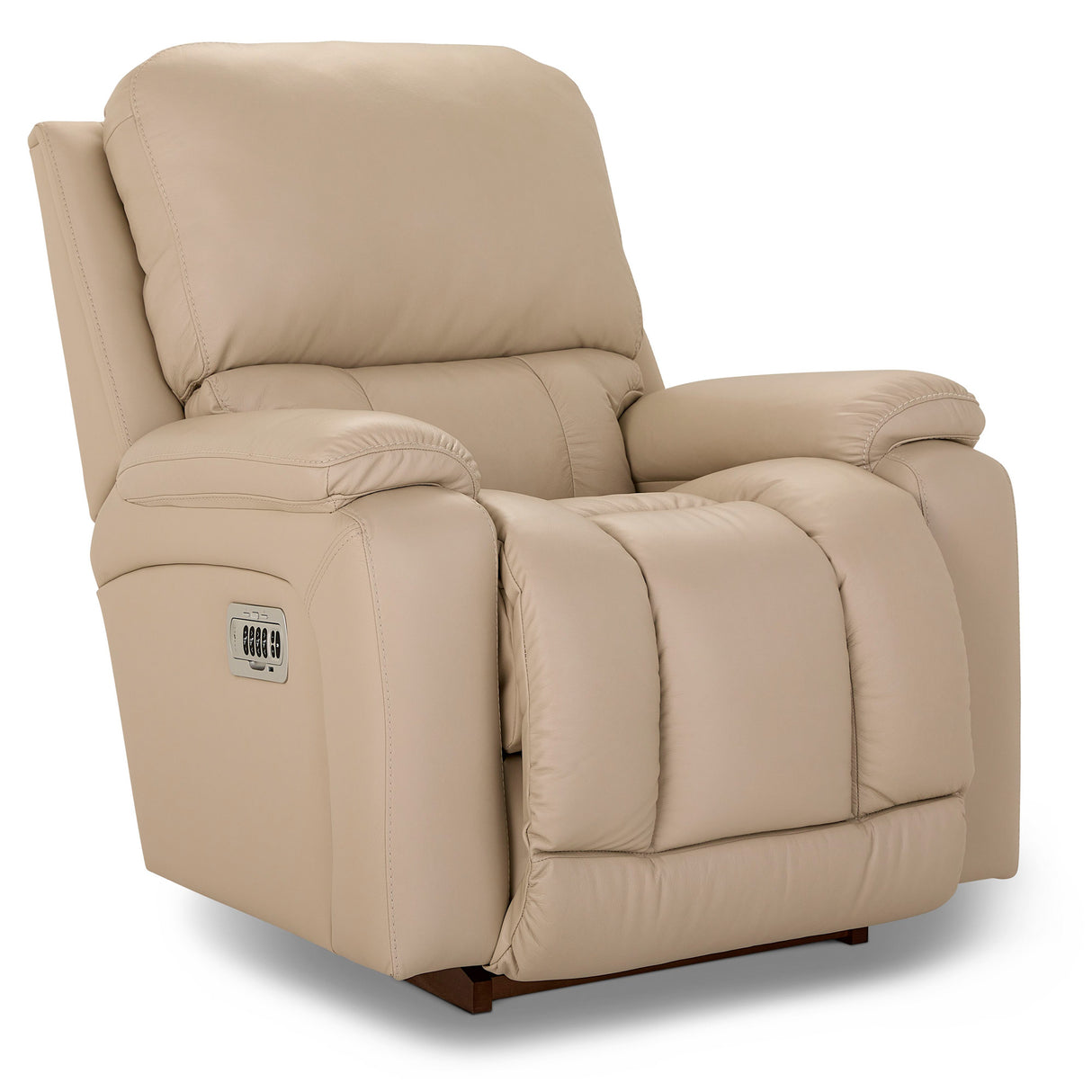 Front right view of Ice Greyson Leather Tri-Power Rocker Recliner