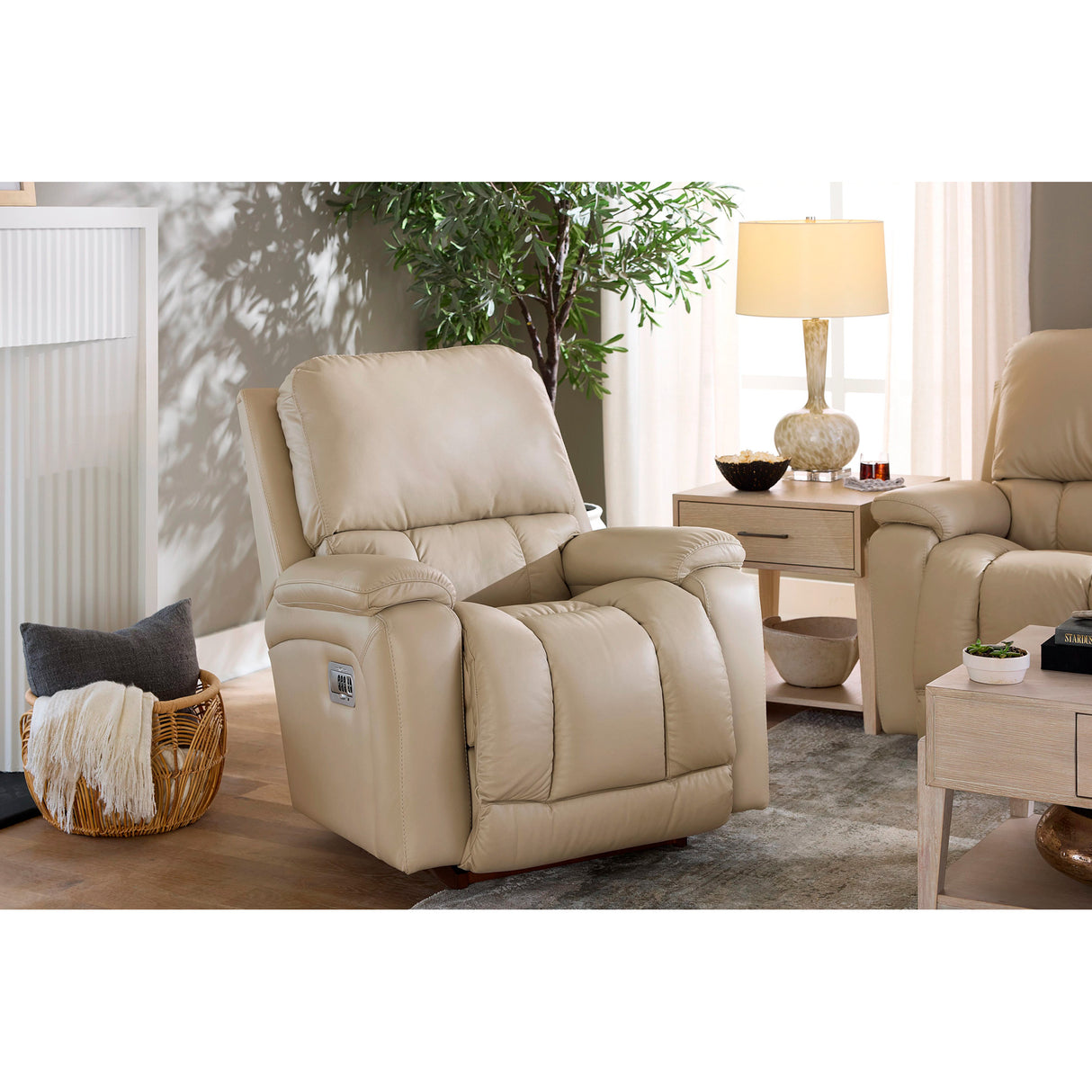 Room setting 2 featuring Ice Greyson Leather Tri-Power Rocker Recliner