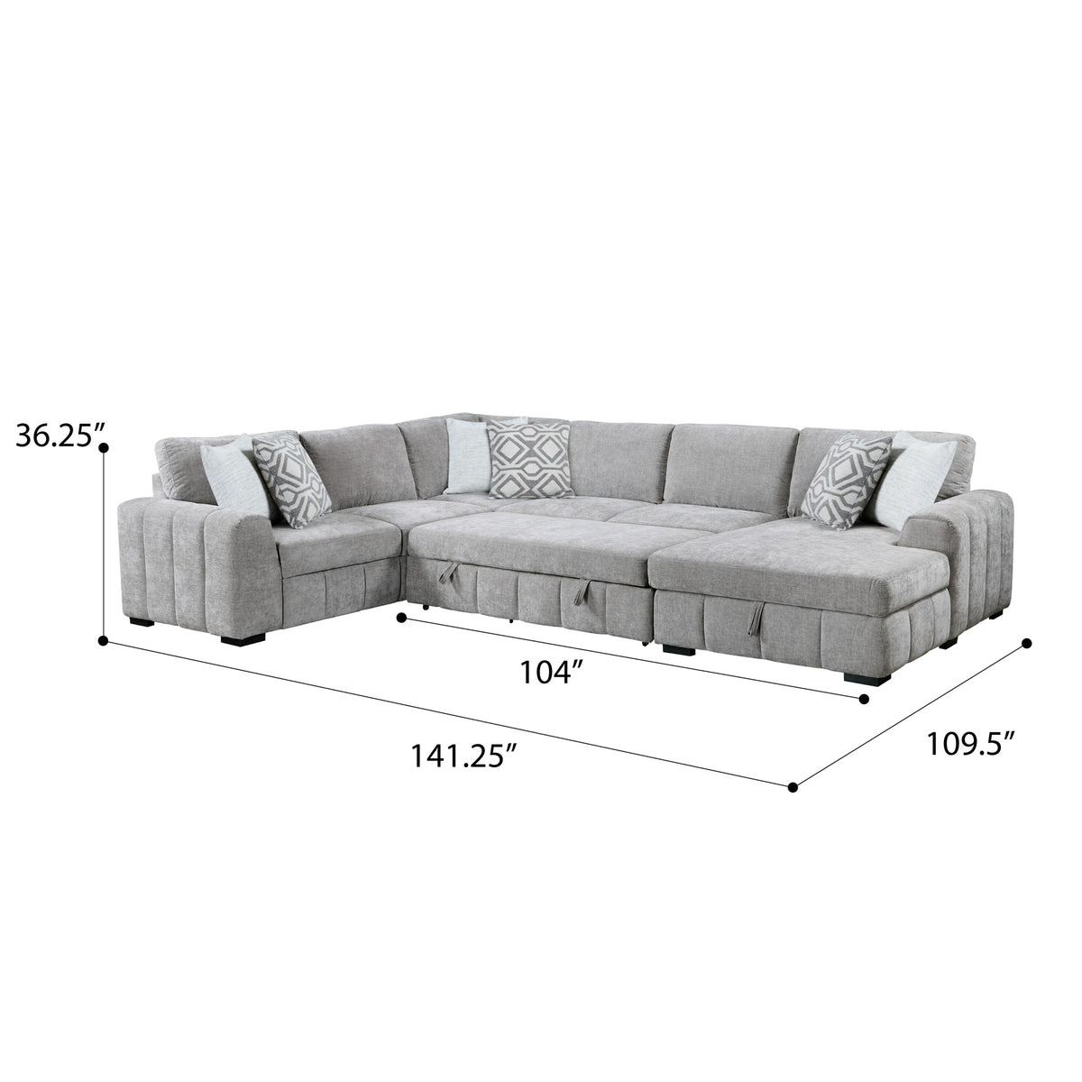 Rylan 4 Piece Sectional with Pop Up Sleeper
