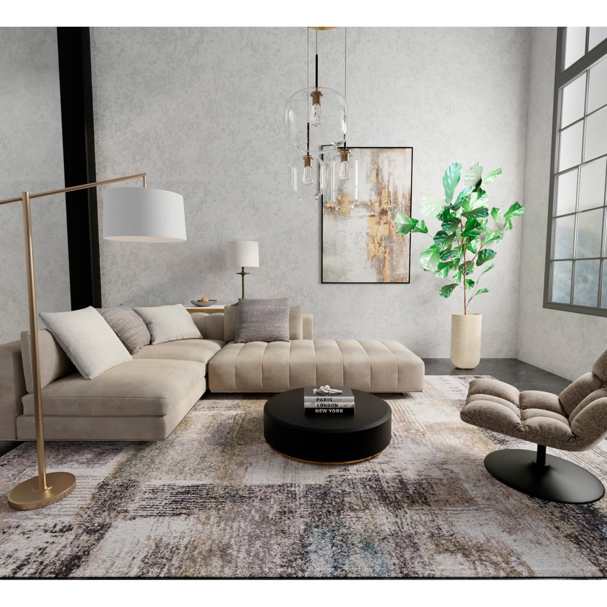 A room setting featuring Skyview 39Q9F Green 5x8 Rug