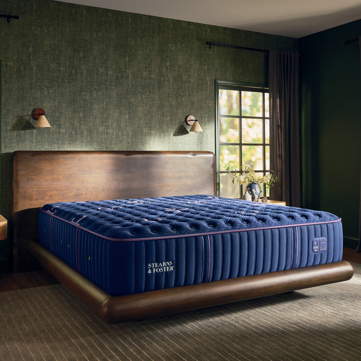 A room setting featuring Stearns and Foster Legacy Ultra Firm II Split King Mattress Set
