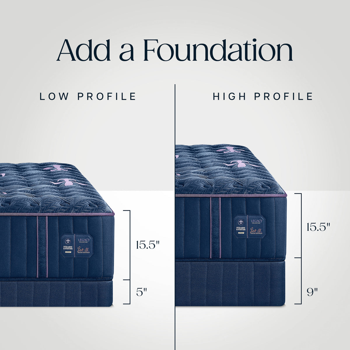Detail view 2 of Stearns and Foster Legacy Medium II Split California King Mattress Set