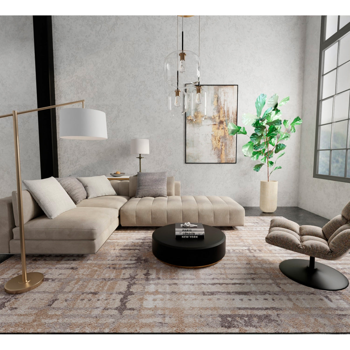 A room setting featuring 9'x13' Rugs Brown Skyview 39QBF Rug