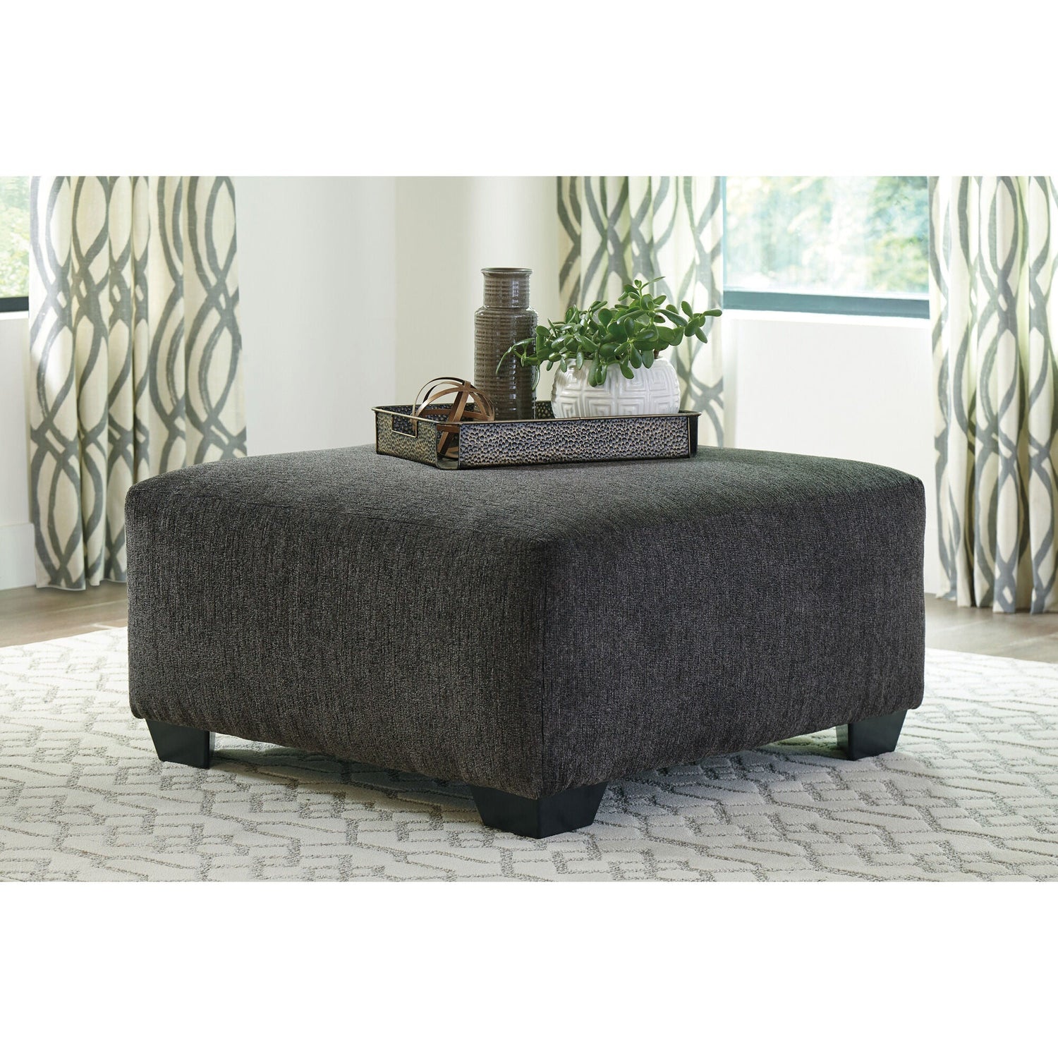 A room setting featuring Ballinasloe Smoke Oversized Ottoman