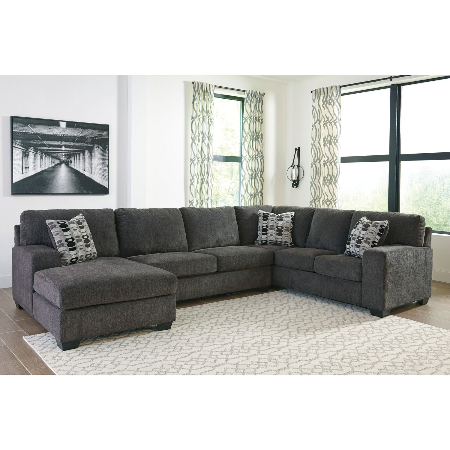 A room setting featuring Ballinasloe Smoke 3 Piece Left Chaise Sectional