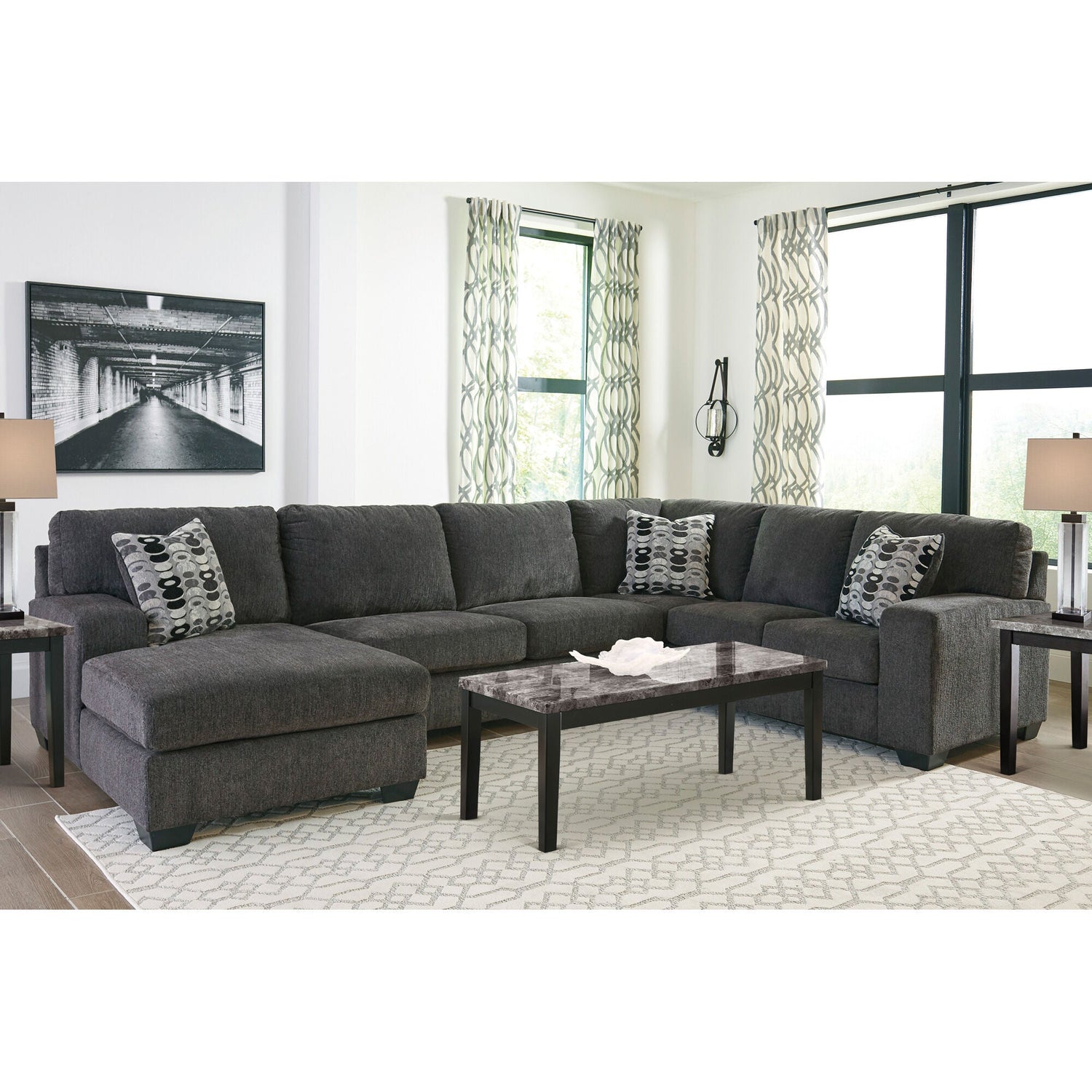 Room setting 5 featuring Ballinasloe Smoke 3 Piece Left Chaise Sectional