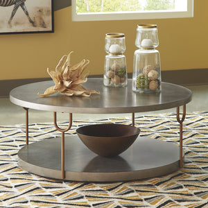 metal coffee table with decor