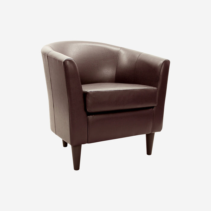 Brown leather armchair on a white background