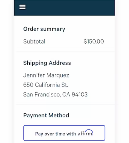 Order summary on mobile