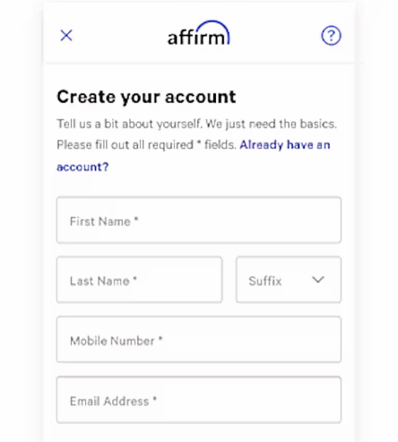 Affirm application form