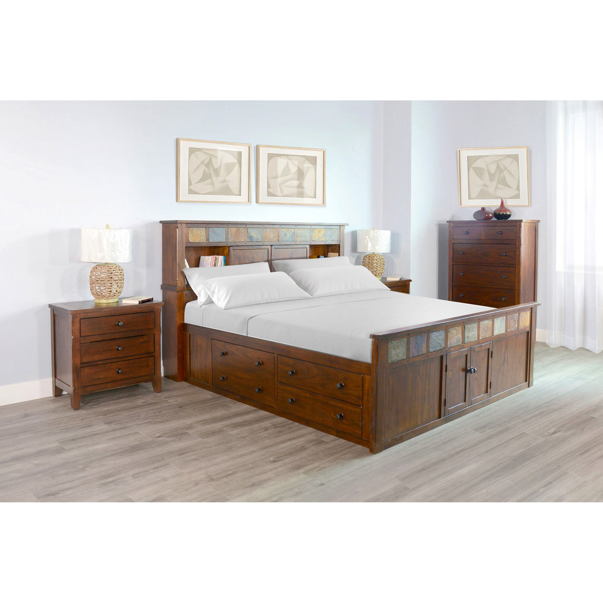 Sante Fe Bookcase Captains 4 Piece Room Group - QK1027210_SUNN_LF1_RM