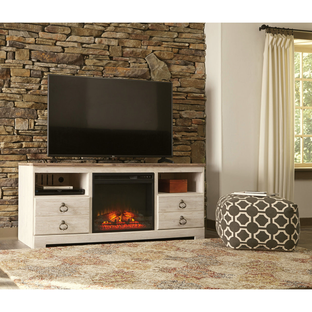 Willowton 64 Inch Fireplace TV Stand - QK1028100_ASHL_LF1_RM